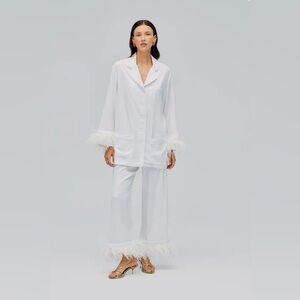 Sleeper White Feather-Trim Pajama Set